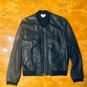 Authentic HELMUT LANG
Furrow Leather Bomber Jacket in Black